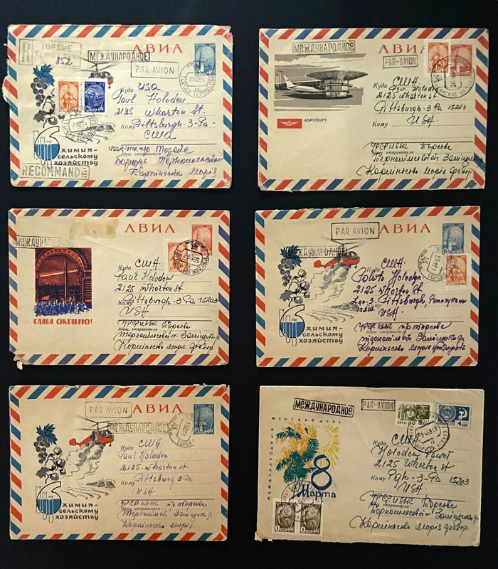 RUSSIA TO PITTSBURGH PA UNITED STATES 6 AIRMAIL 1960'S CACHET COVERS