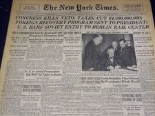 1948 APRIL 3 NEW YORK TIMES - RECOVERY PROGRAM SENT TO PRESIDENT - NT 3537 1948 APRIL 3 NEW YORK TIMES - RECOVERY PROGRAM SENT TO PRESIDENT - NT 3537