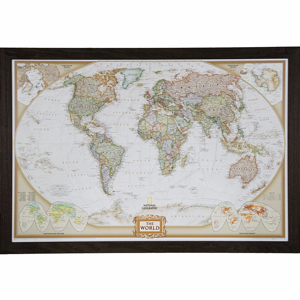 Craig Frames, Executive World Push Pin Mapa de Viaje con Pines - 24 x 36 Foto 2 de 4