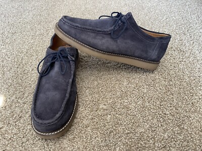Topman Leather Suede chukka shoes navy blue
