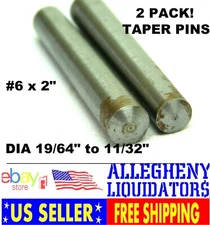 (2 PACK) Plain Steel Taper Pin #6 x 2" Long (Thickness = 0.298" to 0.345") NH