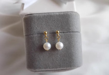 stylish 6-7 mm AKOYA White AAA Round Pearl Stud Earrings 14K
