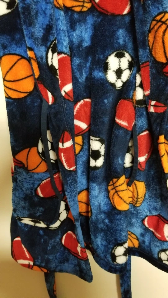 Bata Cherokee para niños talla XS azul franela manga larga lazo cintura Foto 3 de 4