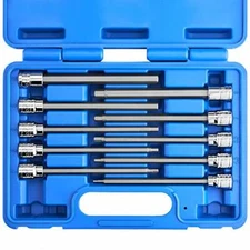 NEIKO 10077A 3/8” Drive Metric Extra Long Allen Hex Bit Socket Set | 10 