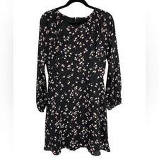 Ann Taylor black floral dress Flowy boho fully lined size 4 NWOT