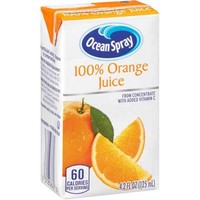 Ocean Spray 100 Percent Orange Juice, 4.2 Fluid Ounce -- 40 Per Case. Ocean Spray 100 Percent Orange Juice, 4.2 Fluid Ounce -- 40 Per Case.
