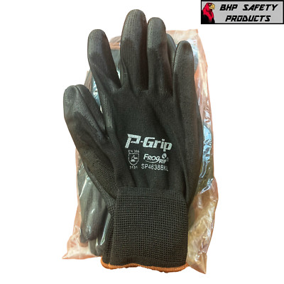 P-Grip Ultra-Thin Black Work Gloves Polyurethane Palm Coated Nylon Shell 24 Pair