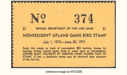 D2K Nevada Upland Game 1970 $1.00 - Picture 1 of 1