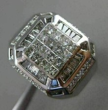 ESTATE MASSIVE 1.68CT DIAMOND 14KT WHITE GOLD 3D HANDCRAFTED SQUARE MENS RING