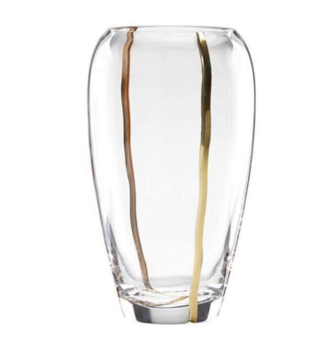 Michael Wainright 9'' Mezza Glass Vase, Clear/Gold