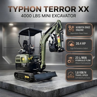 TYPHON TERROR XX 4000lbs Kubota D902 Mini Excavator  Hydraulic Thumb Boom Swing