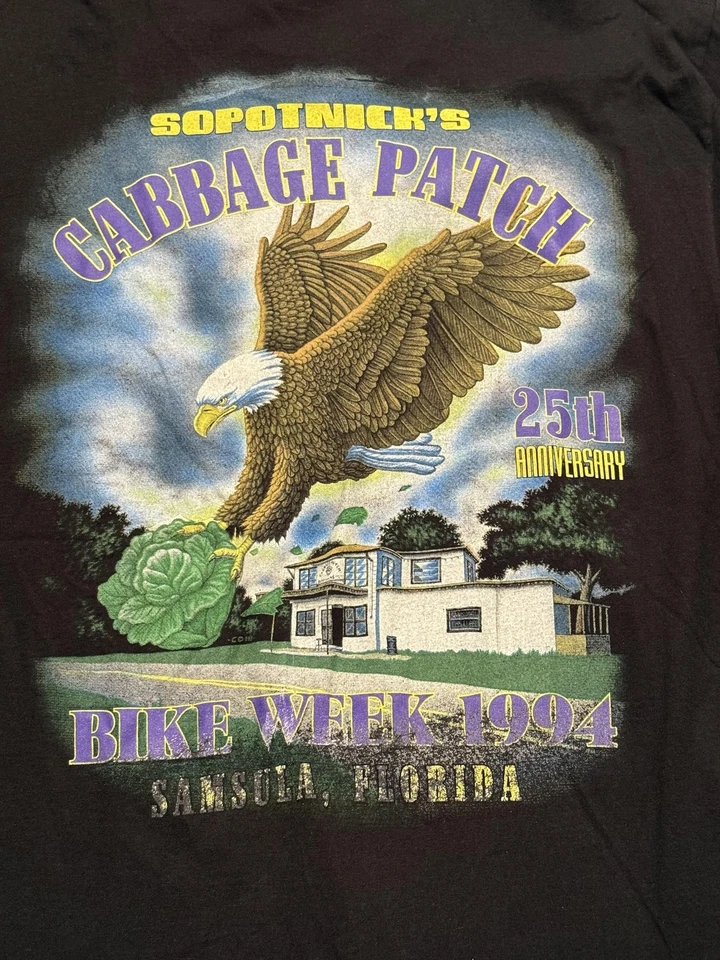 Винтажная мужская футболка с капустной нашивкой большая 25-я годовщина велосипедная неделя 1994 Eagle 90-е - Изображение 2 из 4