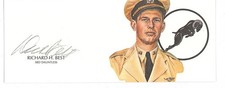 Richard Best Signed Cut Signature GOE Lithograph 1992 (d) WWII Battle of Midway