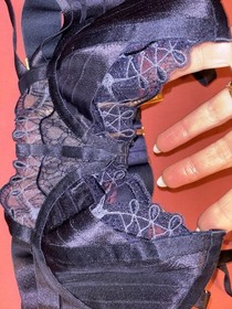 Bordelle Mari Longline Bodice Bra Navy Blue NWT S 30D 32C 34B 24k gold plated