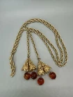 Vintage Gold Tone Waist Chain Belt Red Bead Tassel Boho Belly Chain