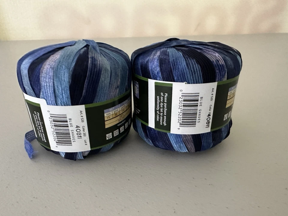 Increíble hilo de cinta vintage marca Lion #202 tonos azules 50 gramos Foto 2 de 3