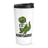 Hubbysaurus Thermobecher 16Oz Metall Reisebecher Weiß Vater Rude Dad T Rex
