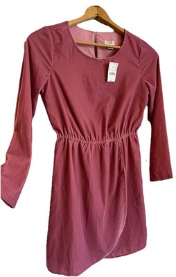 NWT J. Crew Pink Velvet Tulip Hem Long Sleeve Dress (Size 00) $98 MSRP (K3470)