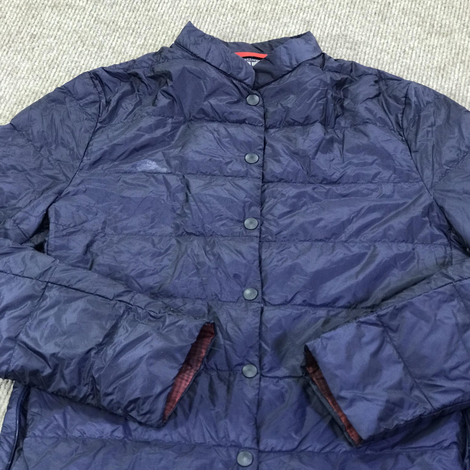 UNIQLO X Ines De La Fressange Puffer Jacket Womens XS Blue Quilted Snap Nylon thumbnail 3