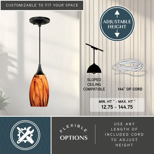 Vaxcel Lighting P0177 Milano 1 Light Mini Pendant - Bronze - Picture 8 of 10