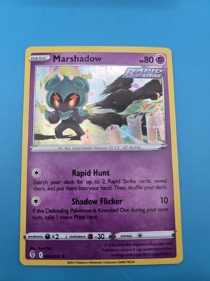 Pokemon Marshadow 080/203 Rapid Strike SWSH07: Evolving Skies Holo NM