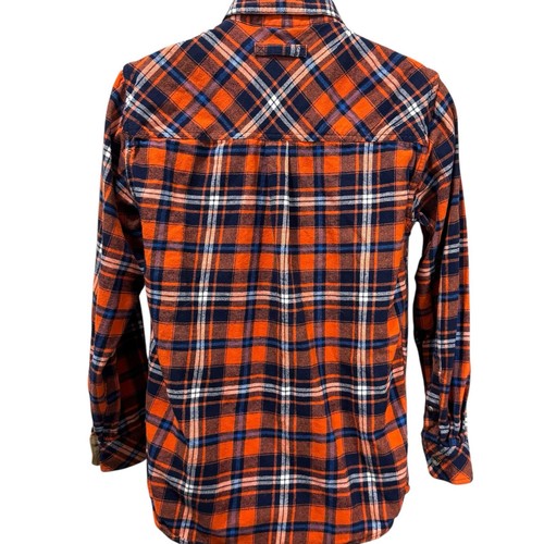 Legendary Whitetails Buck Camp Flannel Shirt Orange Blue Plaid Men’s Size Small - Picture 5 of 9