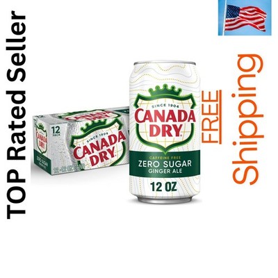 Canada Dry Caffeine Free Zero Sugar Ginger Ale Soda Pop, 12 Fl Oz, 12 Pack Cans