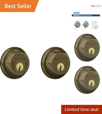 Deadbolt Keyed 2 Sides Antique Brass Security Lock for Exterior Doors