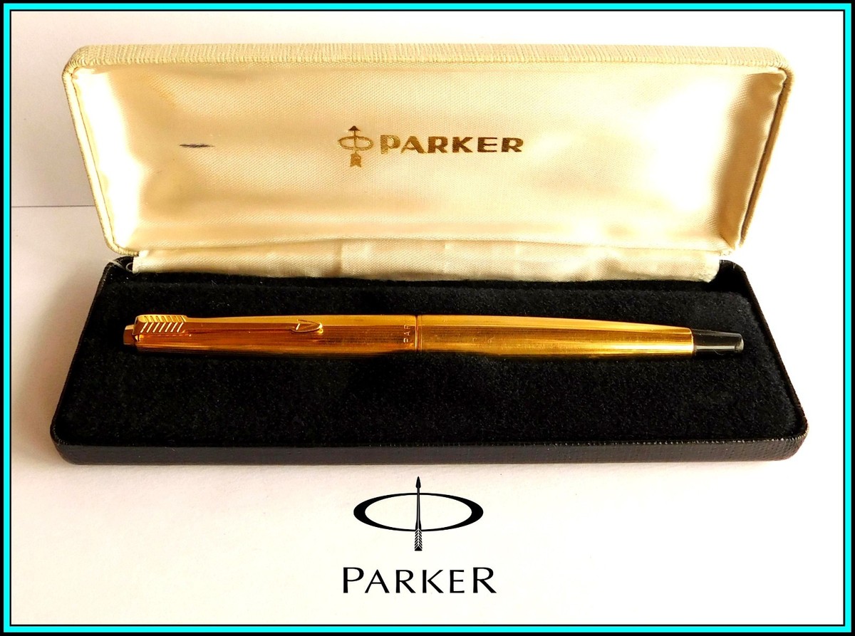 PARKER 45 INSIGNIA Black Tassie Fountain Pen 14k MEDIUM Nib with