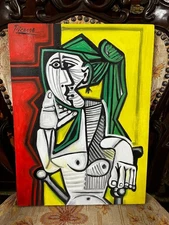 Pablo Picasso- Amazing oil canvas painting - Stamped - signed - A1