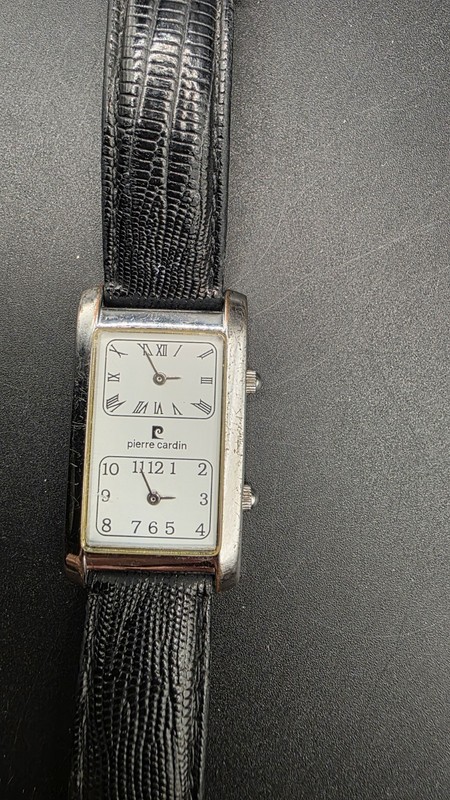 Vintage Pierre Cardin  66151 805 Dress Watch Dual Time- Leather