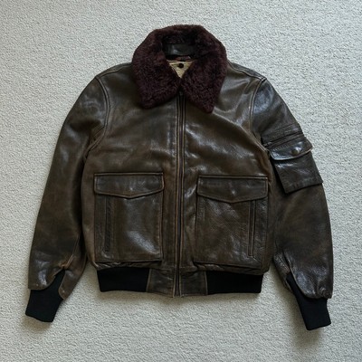 Redskins G-1 Brown Cow Leather Fighter Pilot Jacket Lined Jacket | Medium