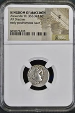 Alexander The Great 336BC-323BC NGC Graded Silver Drachm Kingdom Macedon Greek