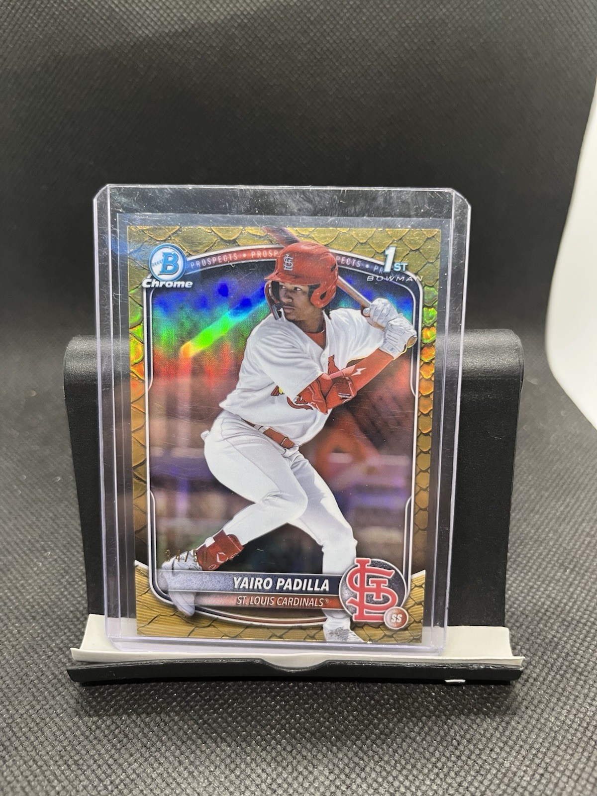 2025 Bowman Chrome First Yairo Padilla 1st Gold Reptilian Skin /50 Cardinals