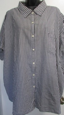 Womens size 4X 26-28 Black White Checked Button Up SS Shirt Top by NORTHCREST