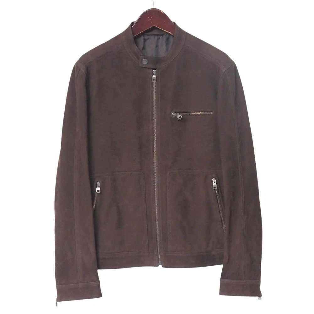 Salvatore Ferragamo Leather Outer Shell Brown Coats, Jackets
