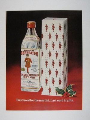 Print Ad Beefeater Gin London  Martini 1960s Spirts Bar Christmas Cocktail Bar
