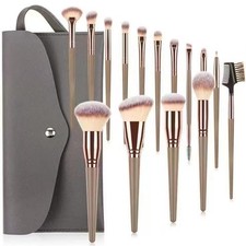 15pcs Professional Makeup Brushes Set Bag Foundation Eyelash Eyebrow Eyeshadow