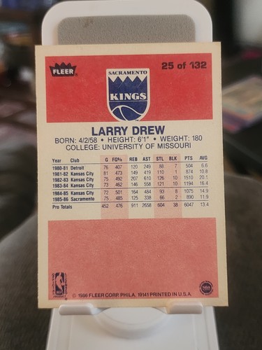 1986-87 Larry Drew Fleer Basketball #25 Kings EX/MT 🔥 - Bild 2 von 2