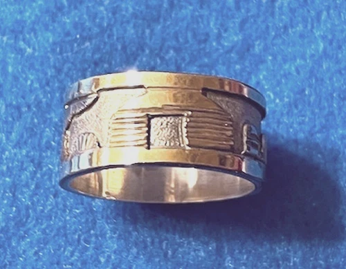 VINTAGE ESTATE STORYTELLER NAVAJO BAND RING GOLD & STERLING sz 9