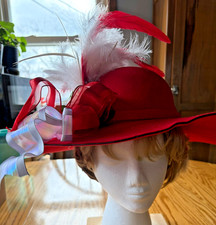 Women's Church Derby Dress Sun Hat - Red and White