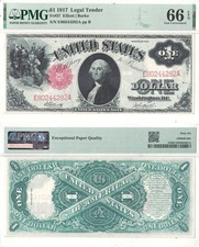 1917 $1 Legal Tender Note Fr-37 PMG-66 EPQ