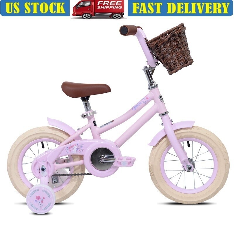 W/ Training Wheels Adjustable Seat Pink Cruiser Bike Pink New