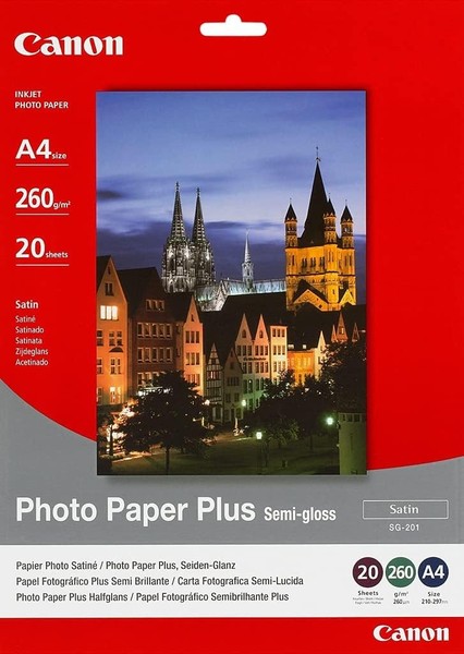 Canon Fotopapier SG-201 Plus Seidenglanz A4 20 Blatt Seidenmatt Pixma Drucker-image