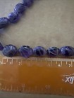 Vintage Carved Deep Purple Amethyst Oval Bead Barrel Clasp 24 Inch Long Necklace — photo 8