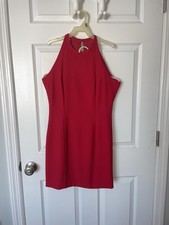 VINTAGE RED HALTER NECK DRESS WITH KEYHOLE BACK size 6