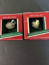 2 hallmark keepsake ornaments roly-poly series 1989 Ram, Pig