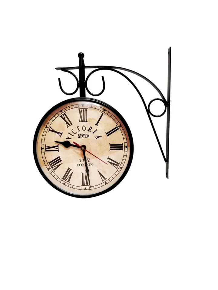 Victoria Station Reloj Vintage Doble Cara Reloj Estación de Ferrocarril Reloj de Pared Foto 2 de 4