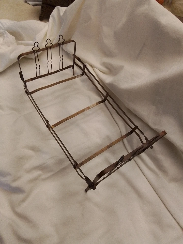 Antique Metal Folding Doll Bed 12" X 6" No Mattress Repair To One Leg - Image 3 of 4