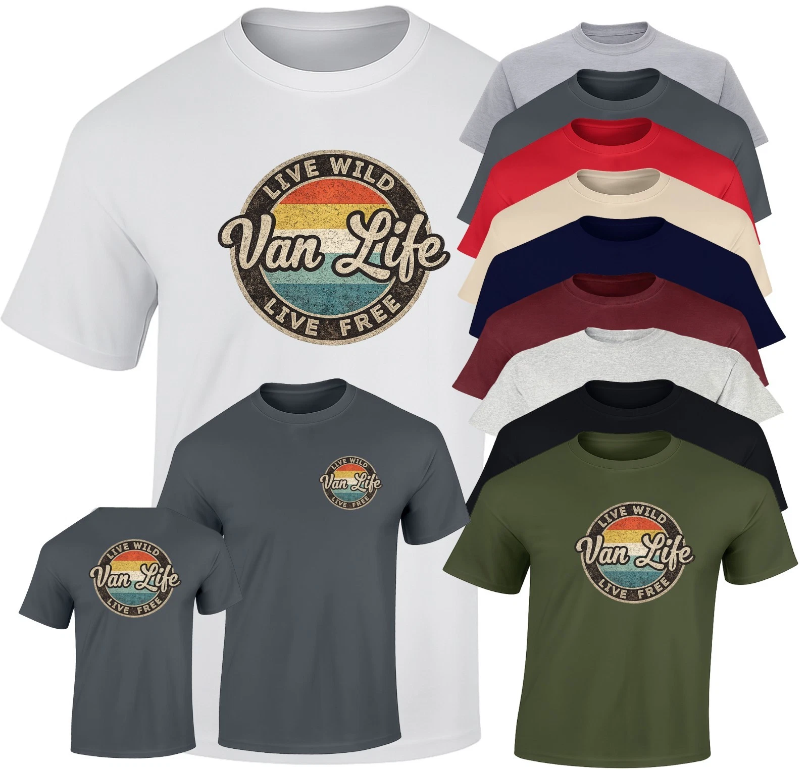 Vanlife T Shirt DTF Printed van life live wild live free retro camping design
Opens in a new window